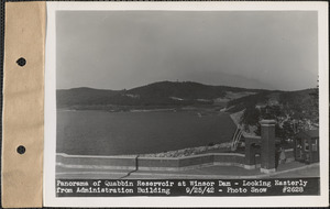 Panorama of Quabbin Reservoir at Winsor Dam, looking easterly from Administration Building, Quabbin Reservoir, Mass., Sep. 25, 1942