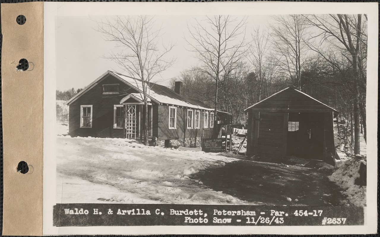 Waldo H. and Arvilla C. Burdett, house and garage, Petersham, Mass