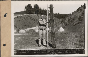 Winsor Dam Outlet Works, view showing log which was caught in 36" pipe between 24" line and west 36" gate valve, Quabbin Reservoir, Mass., Sep. 25, 1944