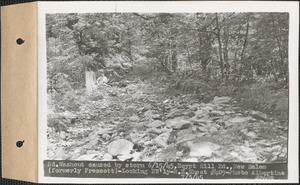 Road washout caused by storm June 15, 1945, Egypt Hill Road, looking northwesterly, New Salem (formerly Prescott), Mass., July 3, 1945