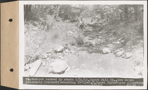 Road washout caused by storm June 15, 1945, Egypt Hill Road, looking northwesterly, New Salem (formerly Prescott), Mass., July 3, 1945