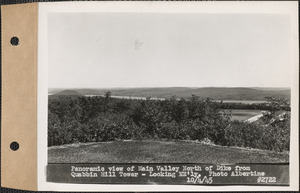 Panoramic view of Main Valley north of dike from Quabbin Hill Tower, looking northeasterly, Quabbin Reservoir, Mass., Oct. 4, 1945