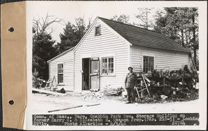Commonwealth of Massachusetts, Quabbin Park Cemetery storage building on former Harry G. and Elizabeth H. Wesson property, looking northwesterly, Ware, Mass., Apr. 5, 1946