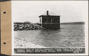 General view of Quabbin Reservoir Intake Works, Shaft #12, looking southwesterly, water elevation 527.35, Quabbin Reservoir, Mass., May 22, 1946