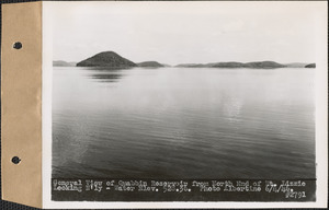 General view of Quabbin Reservoir from north end of Mount Lizzie, looking northerly, water elevation 528.36, Quabbin Reservoir, Mass., June 4, 1946