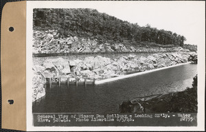 General view of Winsor Dam Spillway, looking southeasterly, water elevation 528.41, Quabbin Reservoir, Mass., June 5, 1946
