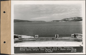 Quabbin Reservoir looking northerly from Administration Building, water elevation 528.67, Quabbin Reservoir, Mass., Jan. 13, 1947