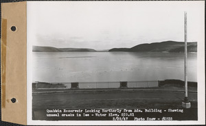Quabbin Reservoir looking northerly from Administration Building showing unusual cracks in the ice, water elevation 529.81, Quabbin Reservoir, Mass., Mar. 29, 1947