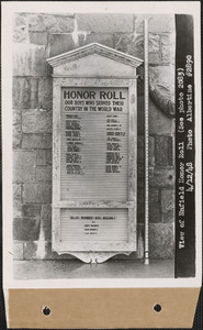 View of Enfield Honor Roll, Quabbin Reservoir, Mass., Apr. 12, 1948