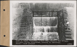View of canal spillway, Ludlow Manufacturing Association, Red Bridge, Chicopee River, looking southeasterly, Wilbraham, Mass., May 10, 1948