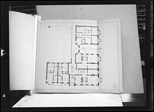 Copy negative of 1875 floor plan of Hotel Vendome, Boston, Massachusetts