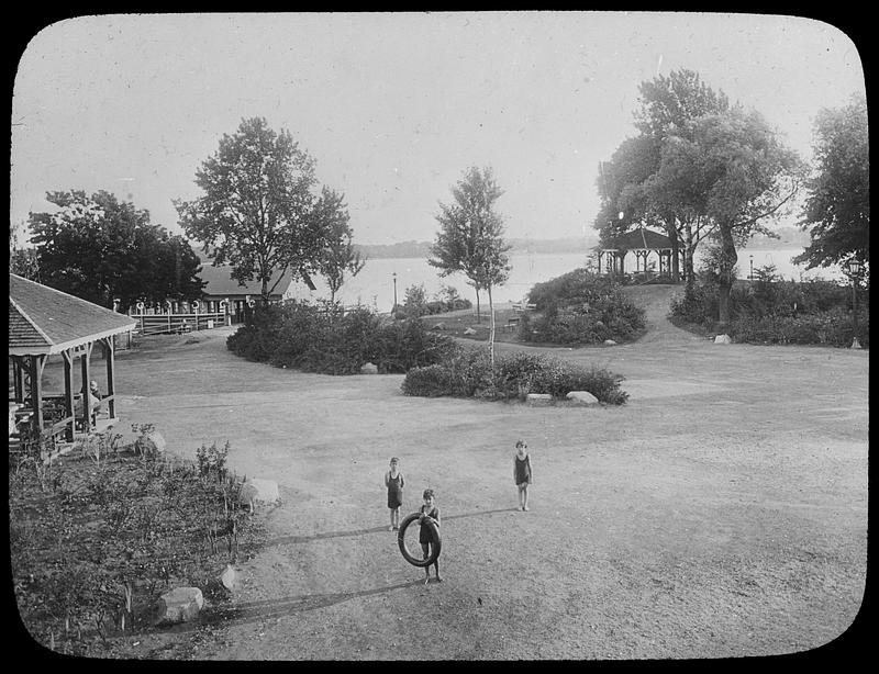 Three children in park