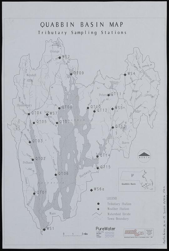 Quabbin basin map tributary sampling stations