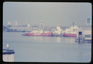 "Relief" Coast Guard base Boston. Boston from Charles River Bridge