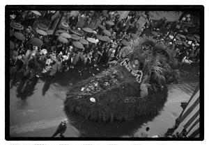 Boston Park Department float in a rainy parade