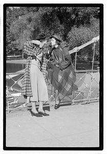 Models posing on Lagoon Bridge, Boston Public Garden