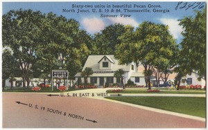 Thomasville Motor Court, sixty-two units in beautiful Pecan Grove, north junct. U.S. 19 & 84, Thomasville, Georgia, summer view