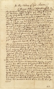 Will of Thomas Miller of West Springfield, no date, first page only