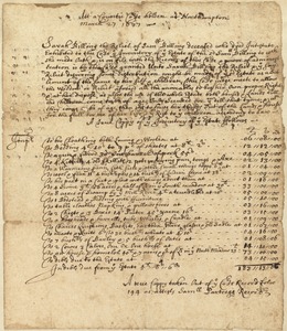 Inventory of the estate of Samuel Billings, March 27, 1677