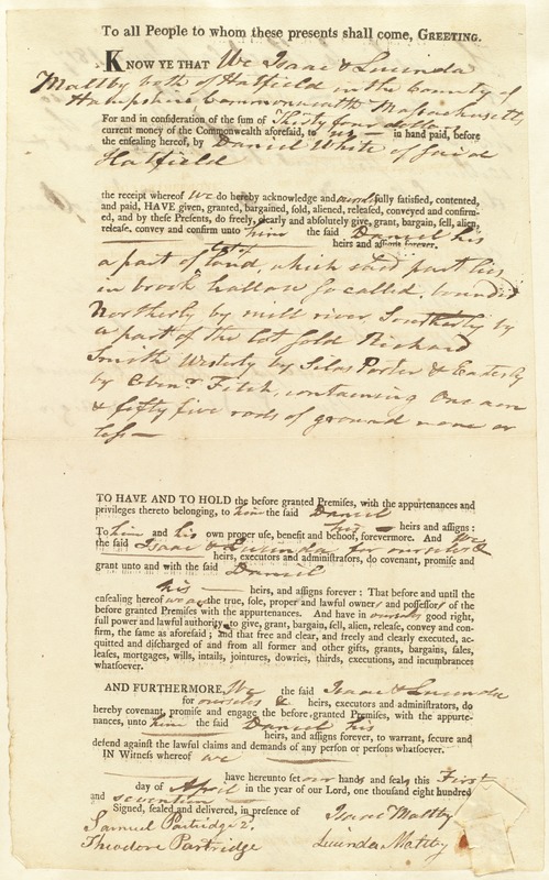 Deed, Isaac and Lucinda Maltby to Daniel White, 1817