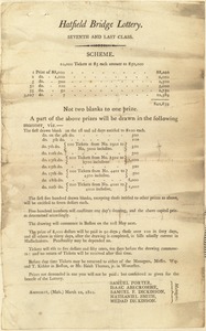 Hatfield Bridge Lottery seventh and last class scheme announcement March 22, 1810