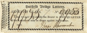 Hatfield Bridge Lottery ticket No. 9953