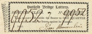 Hatfield Bridge Lottery ticket No. 9952