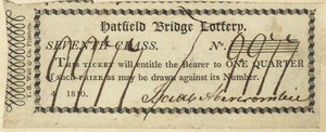 Hatfield Bridge Lottery ticket No. 9977