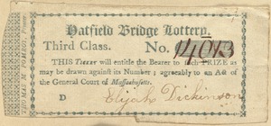 Hatfield Bridge Lottery ticket No. 14013
