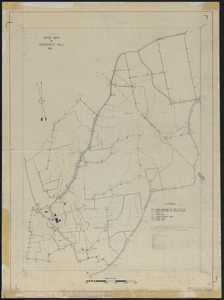 Prospect Hill 1951 Base map with trails, stonewalls and buildings