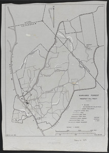 Prospect Hill 1970 Base map with trails, roads, stonewalls, cellar holes, buildings