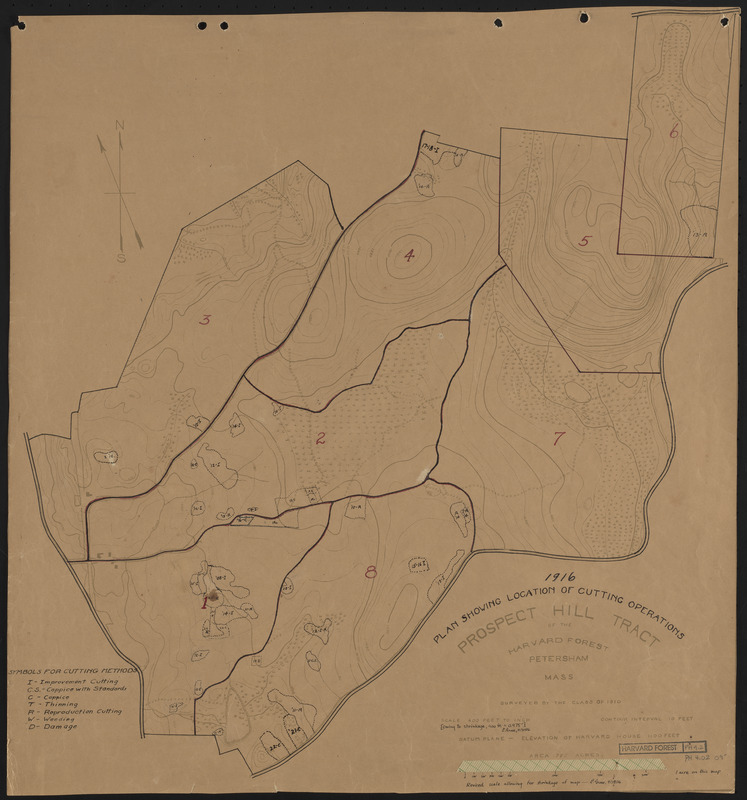 Prospect Hill Map of Cutting Operations 1916 Digital Commonwealth
