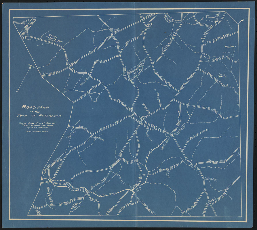 Road map of the town of Petersham Digital Commonwealth