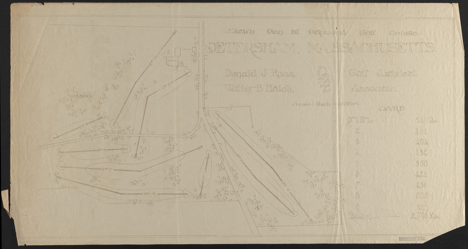 Plan of proposed golf course, Petersham County Club