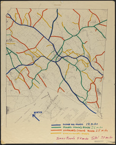 Petersham Map Showing State, Town, and Discontinued Roads