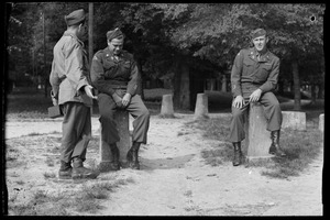 James Gargiulo, Leland Waite, and Frank Magdalinski, of the U. S. Army's 649th Engineer Battalion, Fontainebleau, France