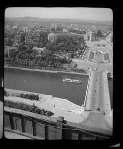 View of the Seine, Pont d'Iéna, Jardins du Trocadéro, and Palais de Chaillot from the Eiffel Tower, Paris