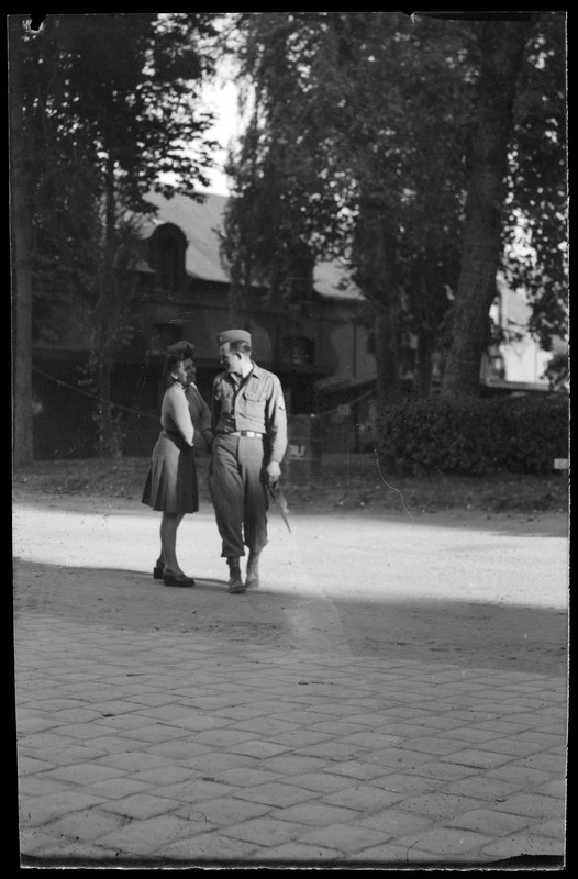 U. S. Army soldier with woman, Fontainebleau, France - Digital Commonwealth