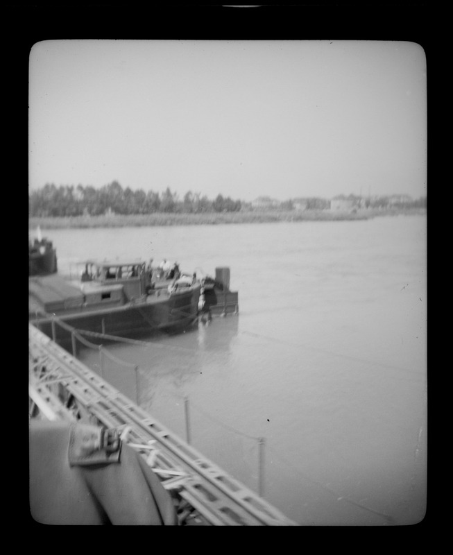 Pontoon bridge over the Rhine between Kehl, Germany, and Strasbourg, France