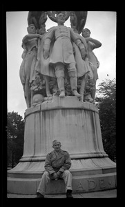 U. S. Army soldier at George Gordon Meade Memorial, Union Square, Washington, D. C.