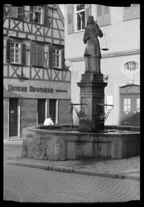 Statue of Justice on market fountain, Waiblingen, Germany