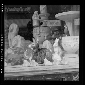 Figurines in shop window, Boston