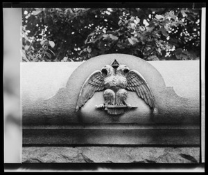 Masonic double-headed eagle in stone, probably a gravestone in Forest Hills Cemetery, Boston
