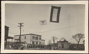 "Welcome home" banner over street