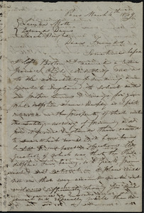 Letter from Maria Weston Chapman, Paris, [France], to Edward Morris Davis, Lucretia Mott, and Sarah Pugh, March 4th, 1849