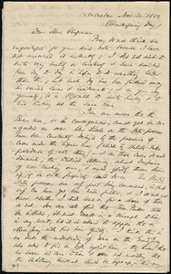 Letter from Thomas Wentworth Higginson, Worcester, [Mass.], to Maria Weston Chapman, Nov. 30, 1854, Thanksgiving Day
