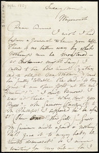 Letter from Maria Weston Chapman, Weymouth, [Mass.], to Anne Greene Chapman Dicey, Friday morn., [April? 1857]