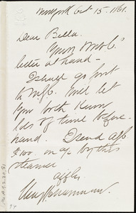 Letter from Henry Grafton Chapman, New York, to Deborah Weston, Oct. 15, 1861