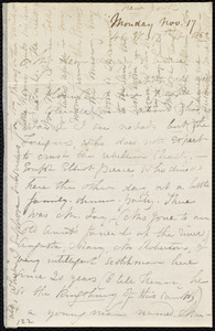 Letter from Maria Weston Chapman, 46 W. 17th St[reet], New York [City], [NY], to Anne Greene Chapman Dicey and Elizabeth Bates Chapman Laugel, Monday, Nov. 17, 1862