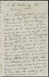 Letters from Maria Weston Chapman, New York, to Anne Warren Weston and the Evening post, [1864]